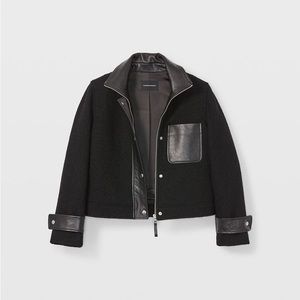 Club Monaco Cropped Leather Combo Jacket